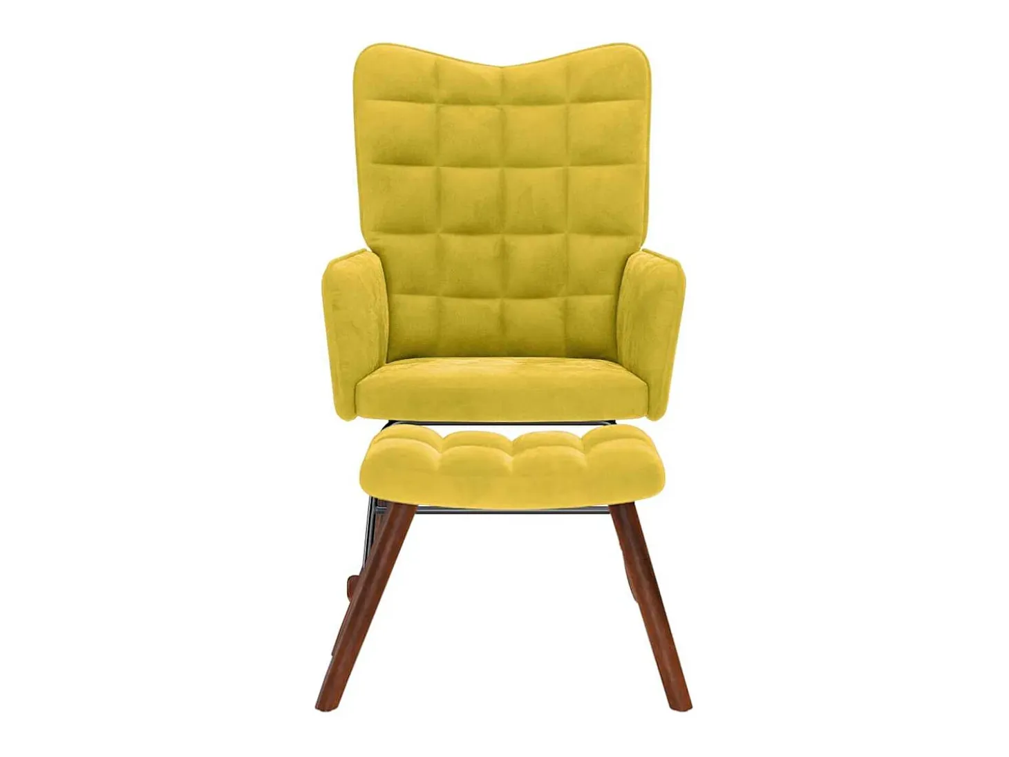 Mecedora con reposapiés de terciopelo amarillo