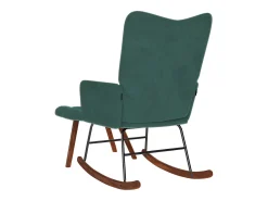 Mecedora con reposapiés de terciopelo verde oscuro