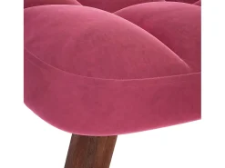 Mecedora con reposapiés en terciopelo rojo burdeos