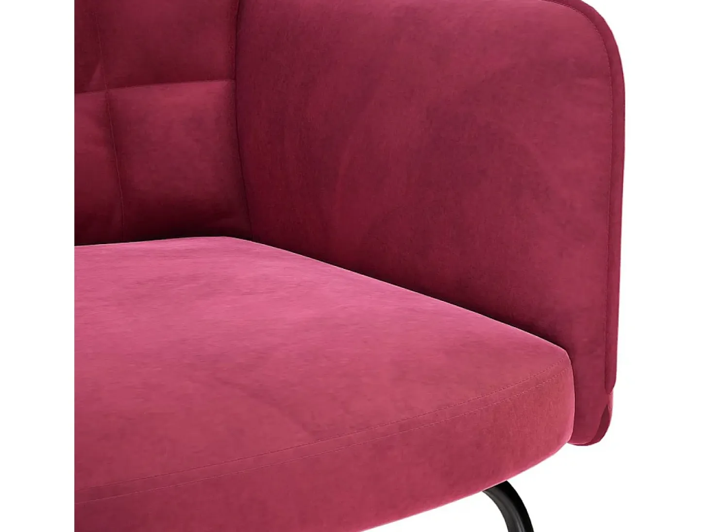 Mecedora con reposapiés en terciopelo rojo burdeos