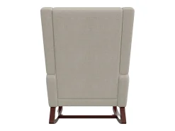 Mecedora con reposapiés, patas de madera maciza antideslizantes, mecedora, beige