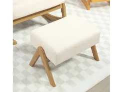 Mecedora con reposapiés, sillón relax con funda de lino, patas de madera, mecedora para dormitorio, salón, capacidad 150 kg (96x65x94,5 cm)
