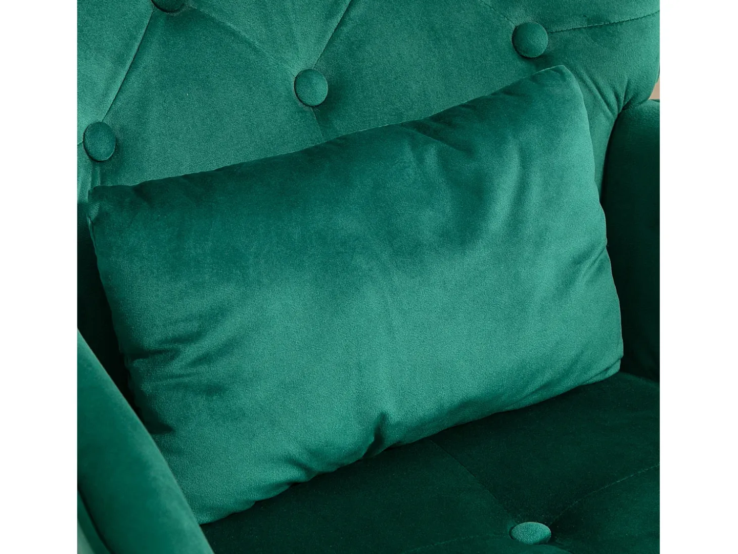 Mecedora con reposapiés, tela de terciopelo, patas de madera, verde (66x96x101 cm)