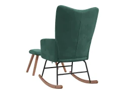 Mecedora con reposapiés Terciopelo verde oscuro