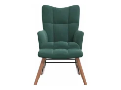 Mecedora con reposapiés Terciopelo verde oscuro