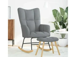 Mecedora con reposapiés Tela gris claro