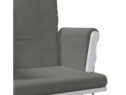 Mecedora con reposapiés Tela gris oscuro