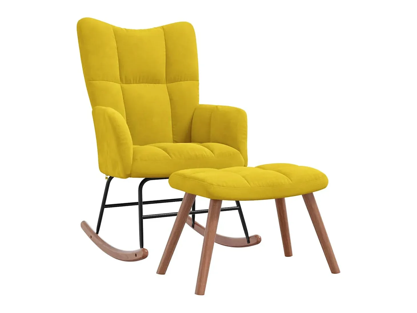 Mecedora con reposapiés Terciopelo amarillo mostaza