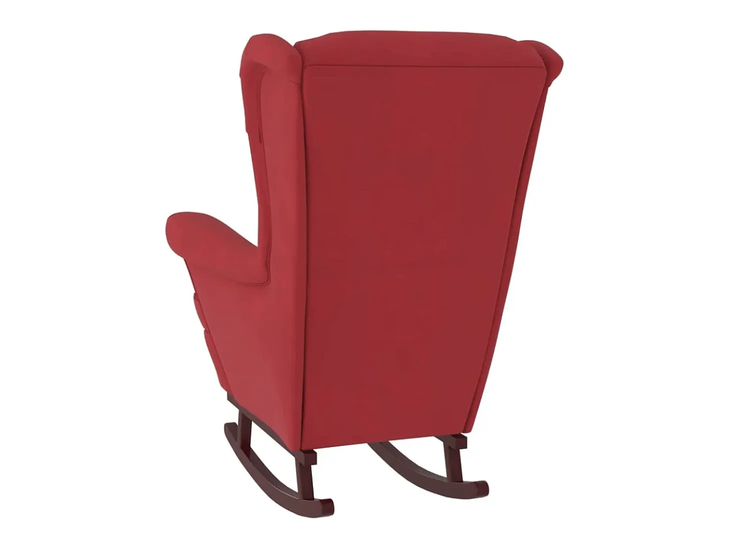 Mecedora con respaldo alto de terciopelo y madera maciza