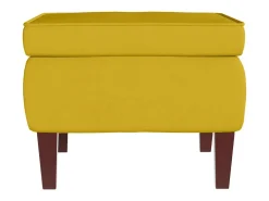 Mecedora con respaldo alto de terciopelo amarillo madera maciza