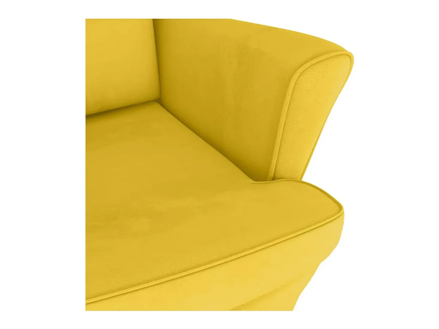 Mecedora con respaldo alto de terciopelo amarillo madera maciza