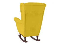 Mecedora con respaldo alto de terciopelo amarillo madera maciza