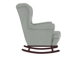 Mecedora con respaldo alto de terciopelo y madera maciza