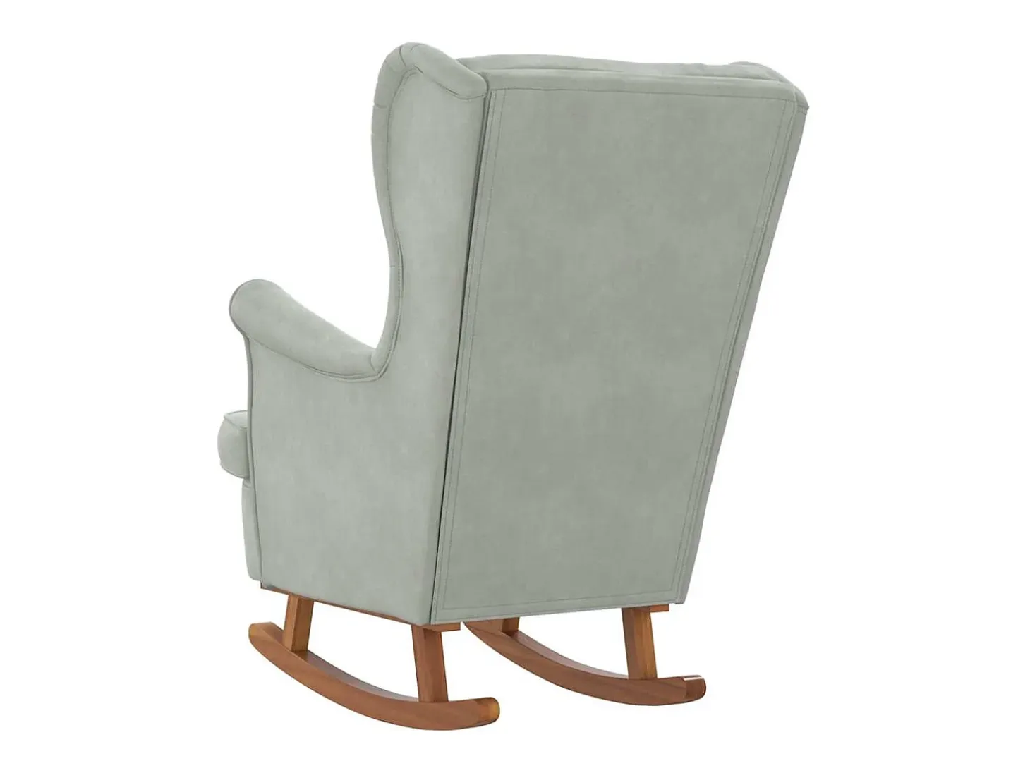 Mecedora con respaldo alto de terciopelo y madera maciza