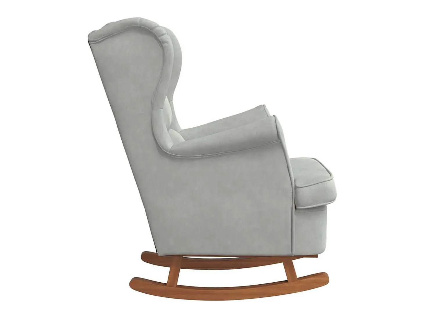 Mecedora con respaldo alto de terciopelo y madera maciza