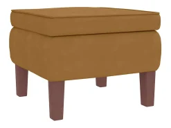 Mecedora con respaldo alto de terciopelo marrón y madera maciza