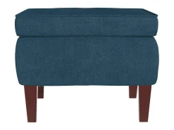 Mecedora con respaldo alto de terciopelo azul y madera maciza