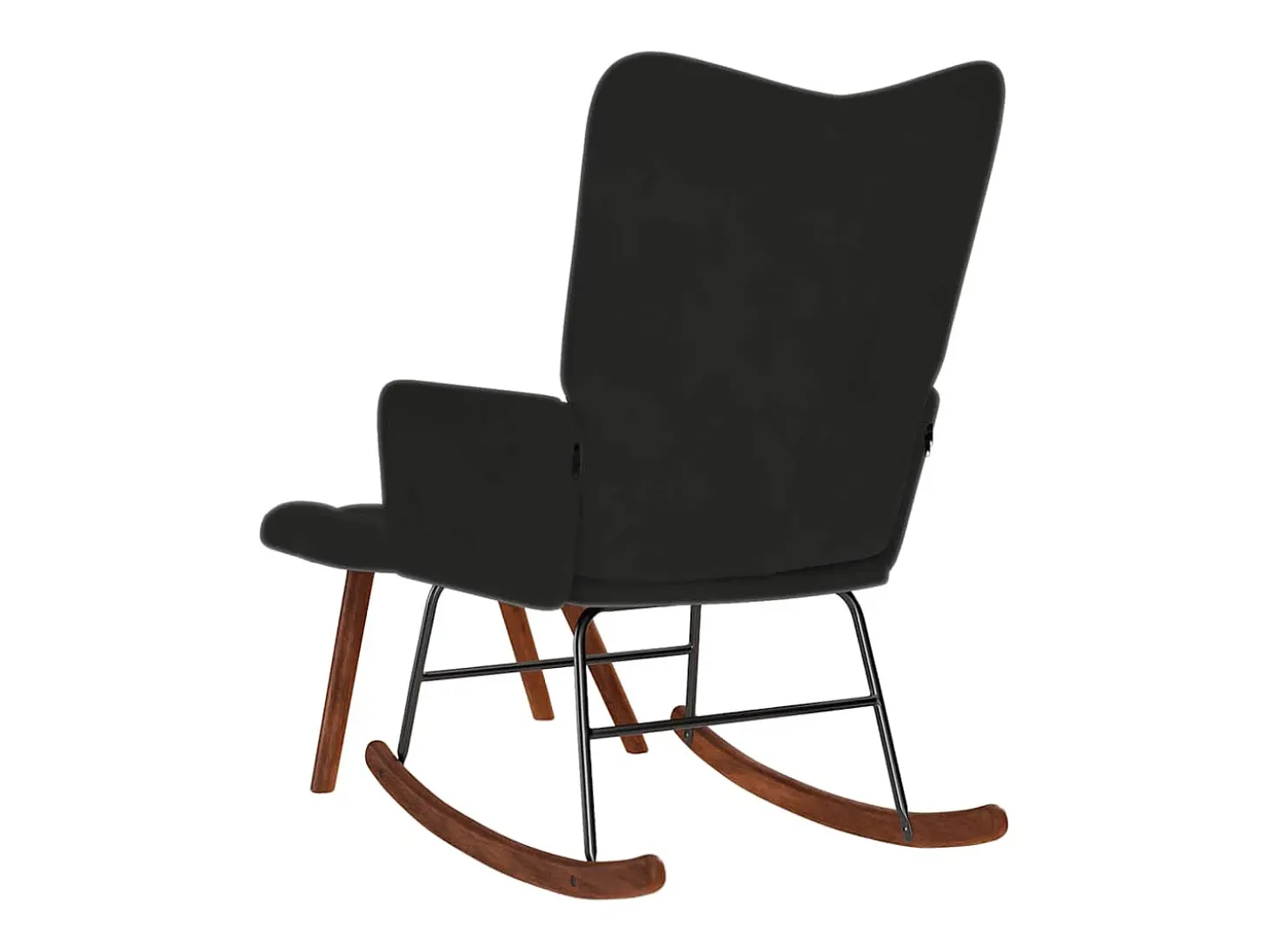 Mecedora con taburete de terciopelo negro