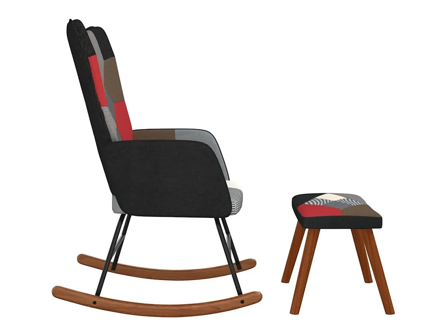 Mecedora con taburete Tela Patchwork