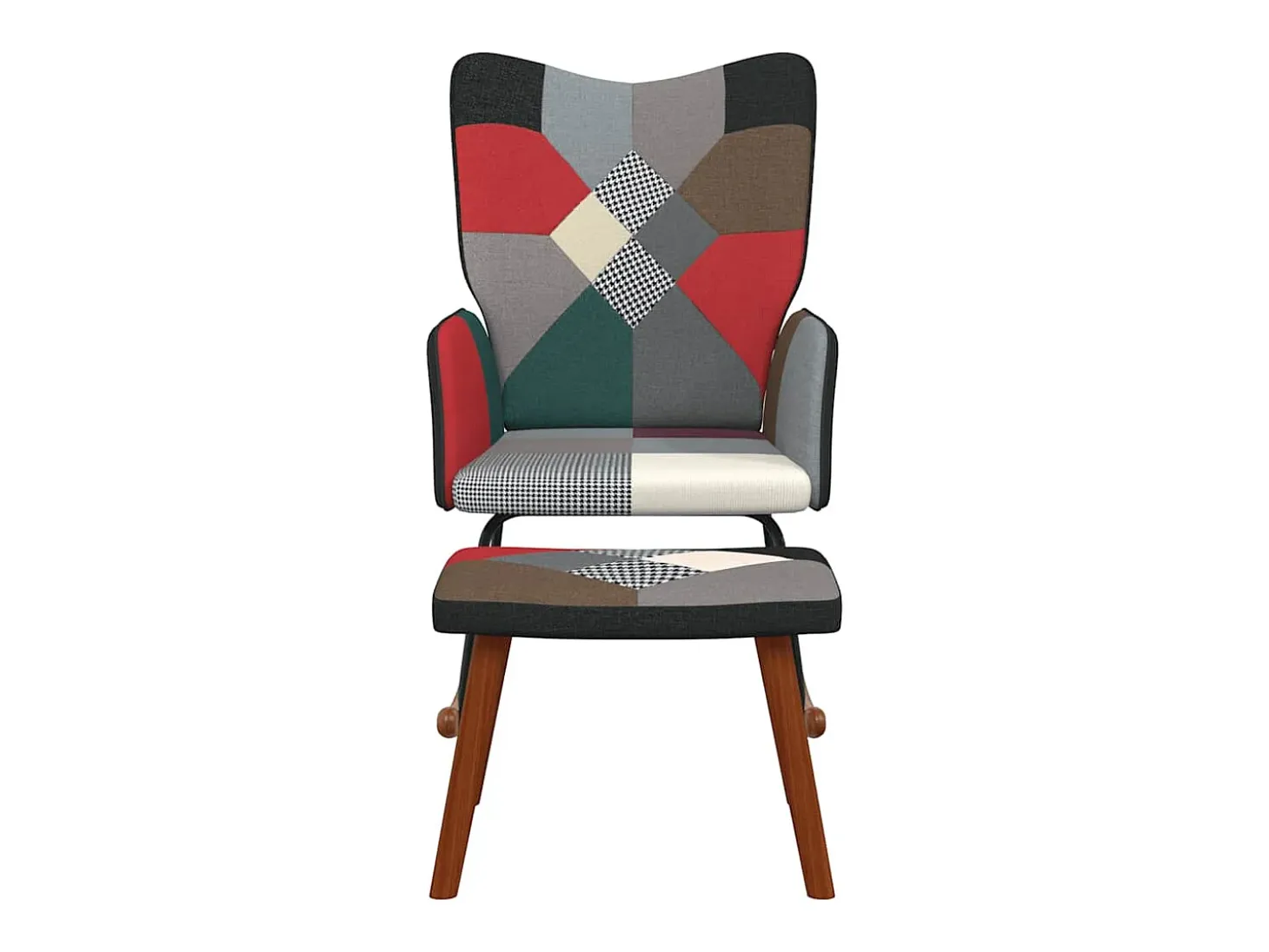 Mecedora con taburete Tela Patchwork