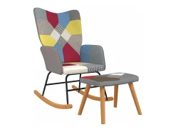 Mecedora con taburete Tela Patchwork