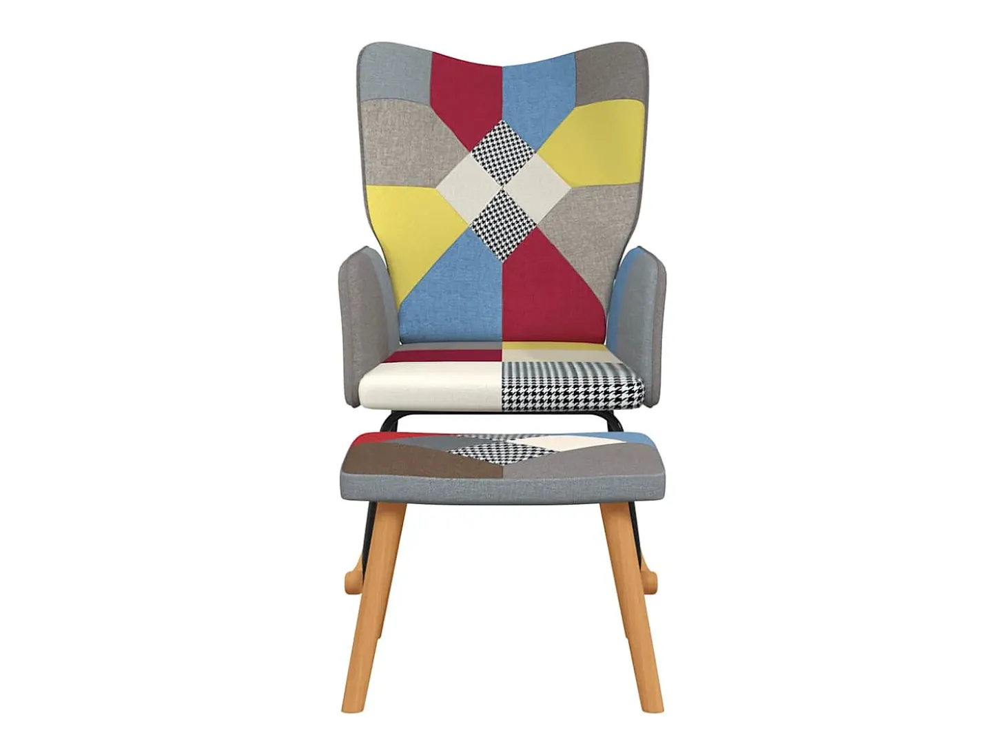 Mecedora con taburete Tela Patchwork