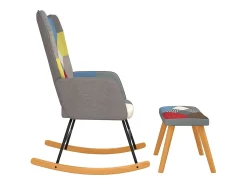 Mecedora con taburete Tela Patchwork