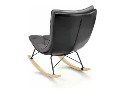Mecedora de diseño con estructura de metal negro y madera maciza IMAGINE