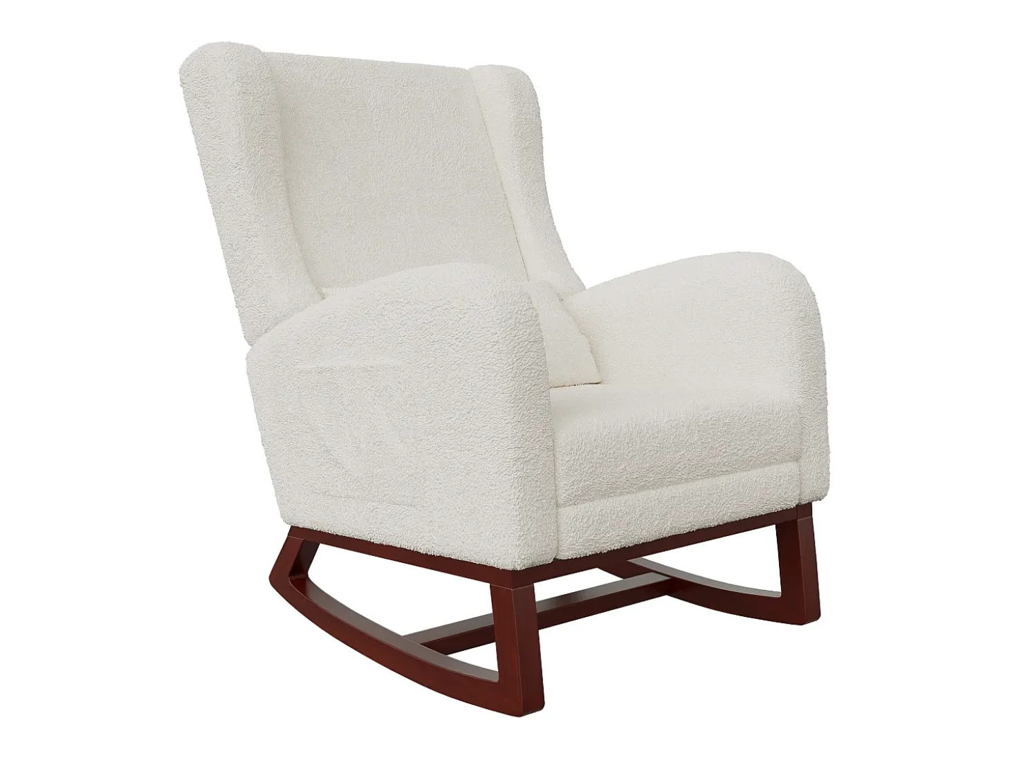 Mecedora de madera maciza con reposapiernas retráctil y respaldo alto - Mecedora para salón y dormitorio - Hasta 150 kg - Beige