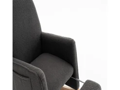 Mecedora de salón, felpa gris oscuro, Mecedora con reposapiés retráctil y estructura de madera