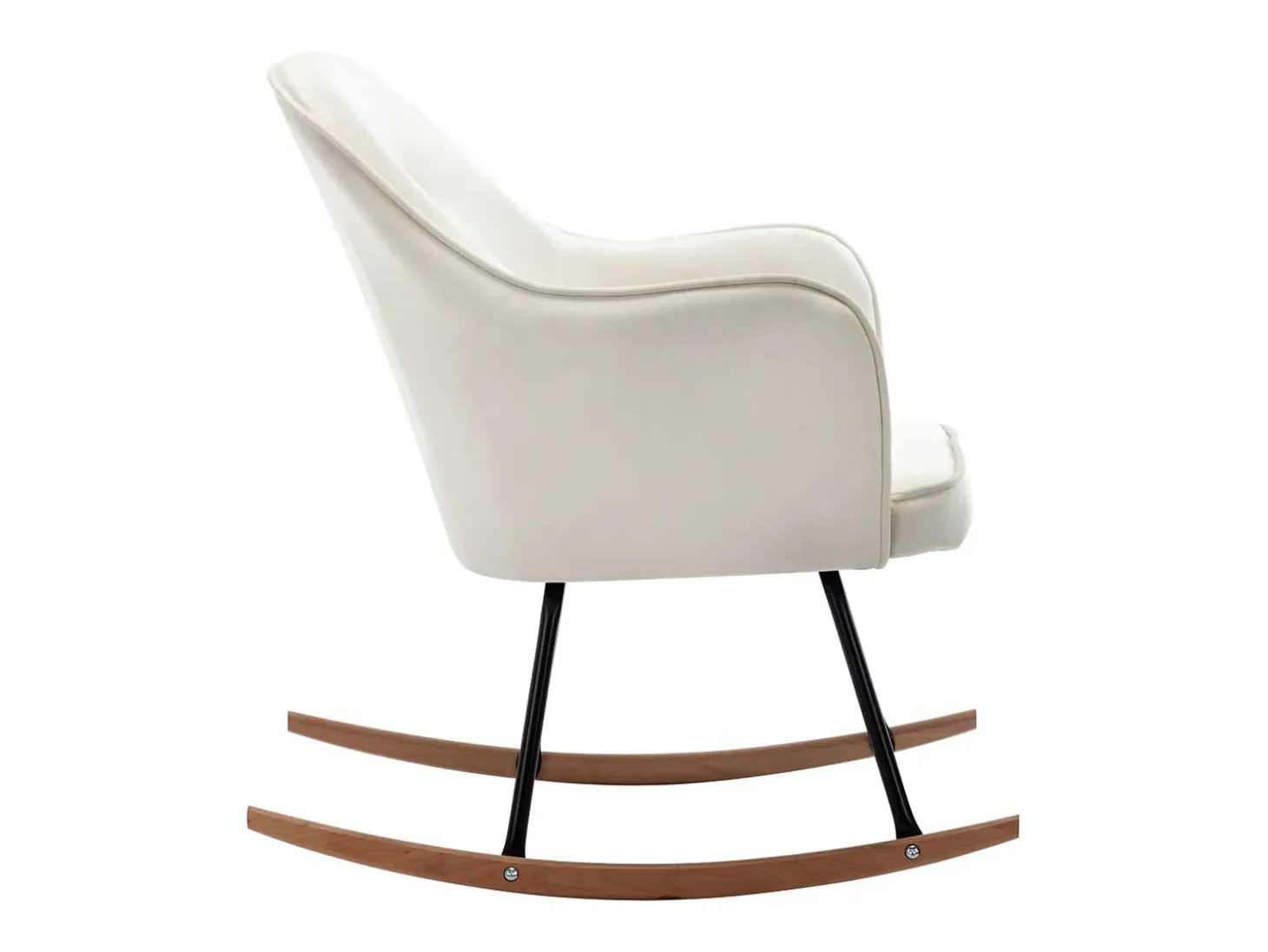Mecedora de terciopelo blanco crema
