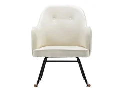 Mecedora de terciopelo blanco crema