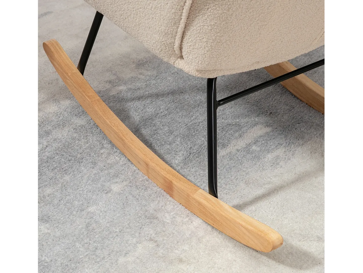 Mecedora de terciopelo bouclé beige, mecedora con reposabrazos