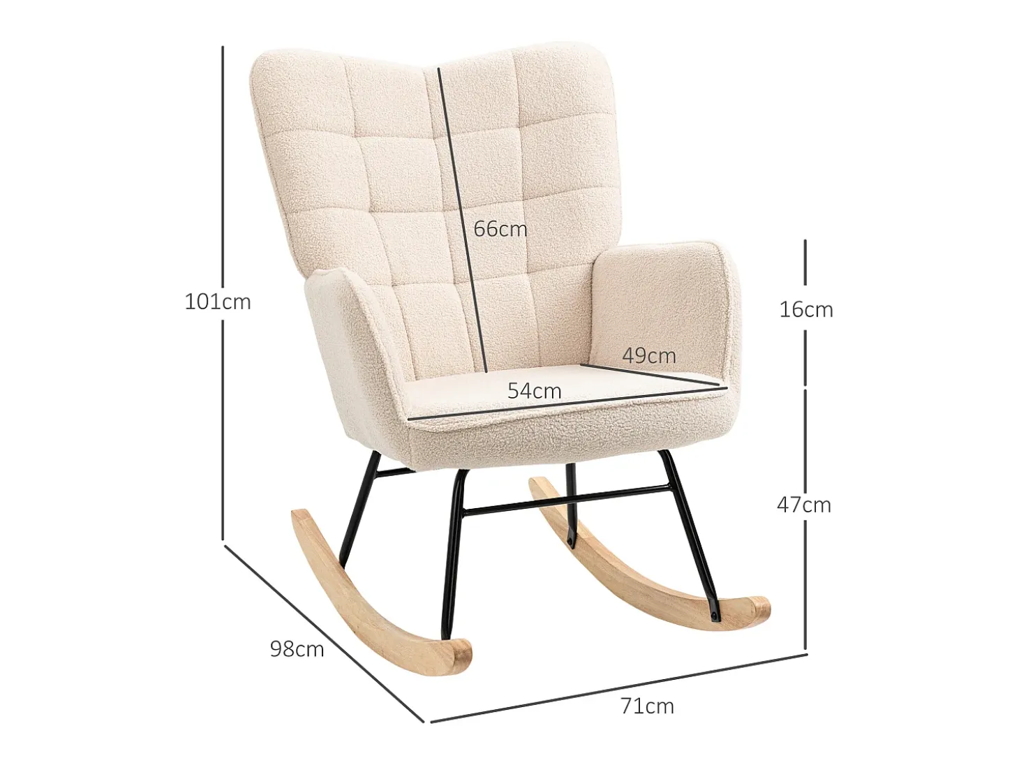 Mecedora de terciopelo bouclé beige, mecedora con reposabrazos