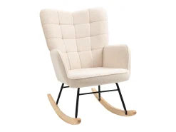 Mecedora de terciopelo bouclé beige, mecedora con reposabrazos