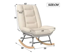 Mecedora ergonómica con cojín beige y estructura gris, diseño moderno en tela/piel sintética.