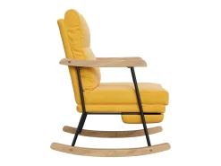 Mecedora ergonómica con reposapiés extensible, reclinable, en tejido de mezcla de algodón y lino, color amarillo