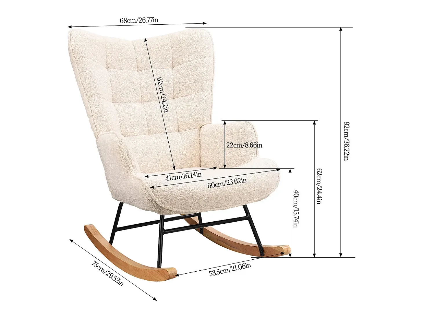 Mecedora ergonómica para adultos, para exterior e interior, color gris