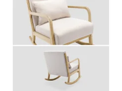 Mecedora estilo escandinavo de madera y tela beige