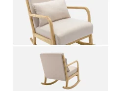 Mecedora estilo escandinavo de madera y tela beige