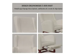 Mecedora, Mecedora con Reposapiés Retráctil, Mecedora de Madera Maciza con Respaldo Alto para Sala de Estar, Dormitorio, Hasta 150 kg - Beige