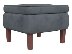 Mecedora orejera de terciopelo gris oscuro y madera maciza