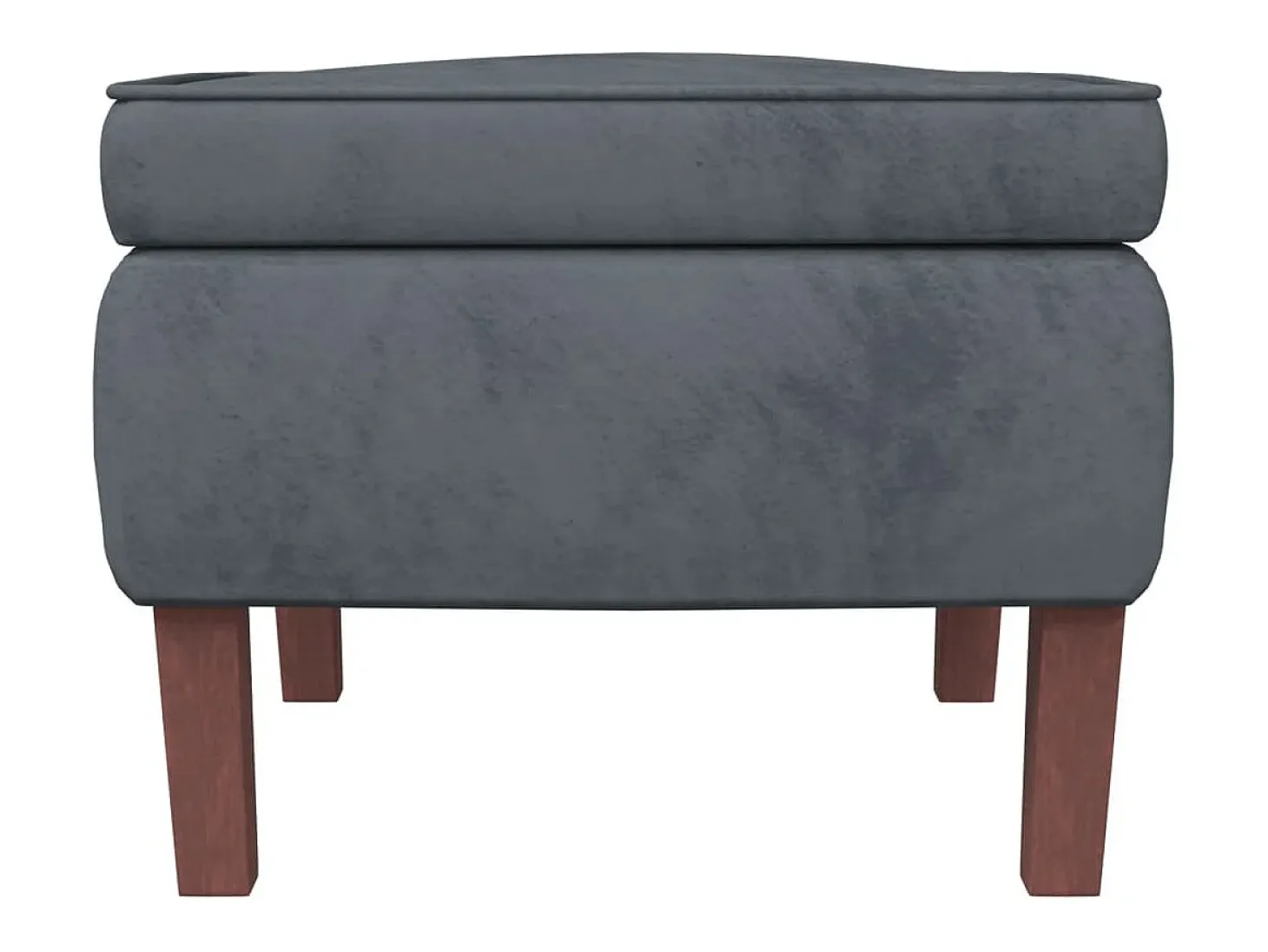Mecedora orejera de terciopelo gris oscuro y madera maciza
