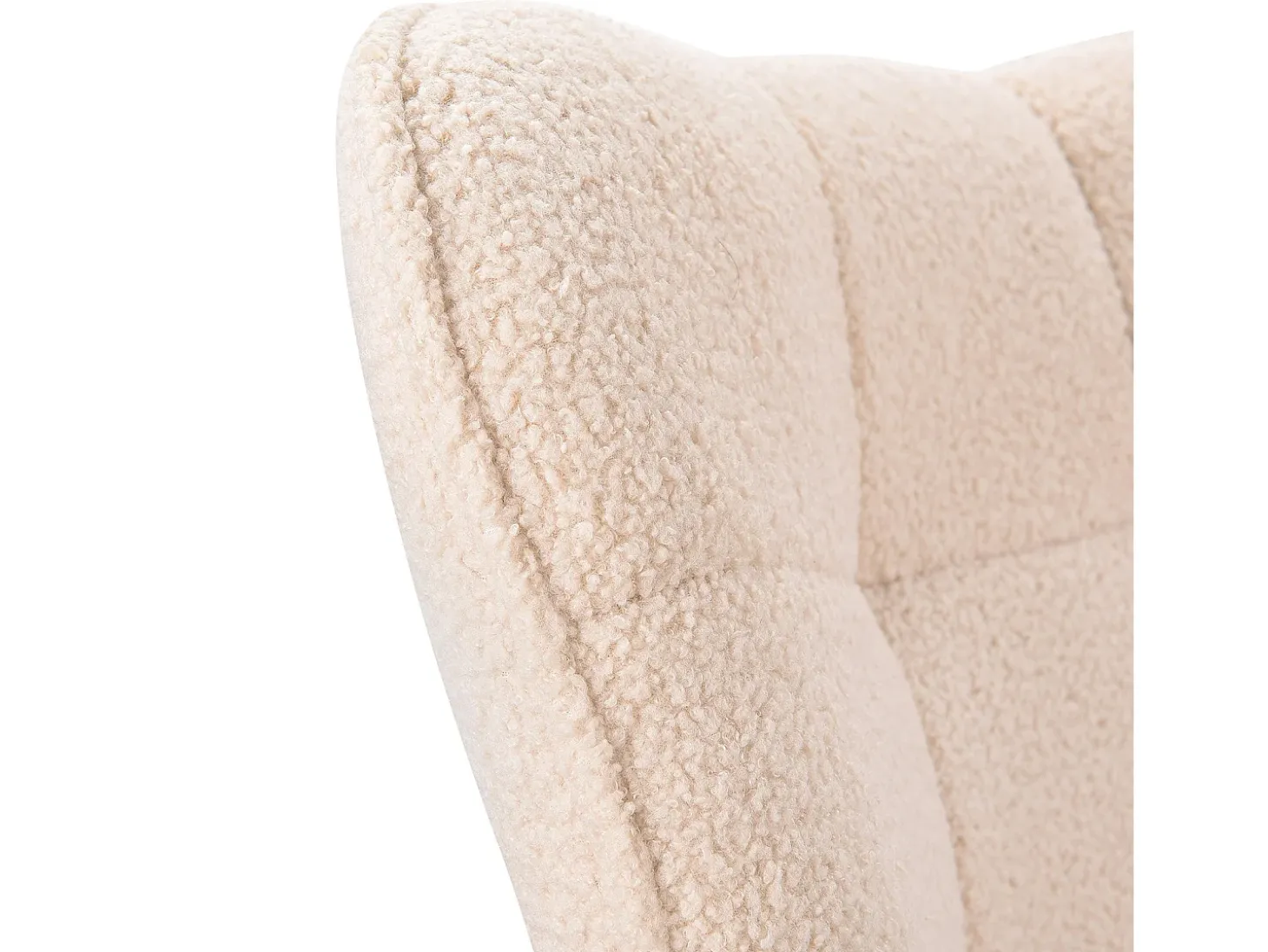 Mecedora, Silla de lactancia para bebé, Mecedora de tela Teddy, Patas de metal y madera maciza, Escandinava