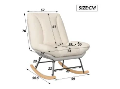 Mecedora tapizada con respaldo ajustable para sala de estar y dormitorio