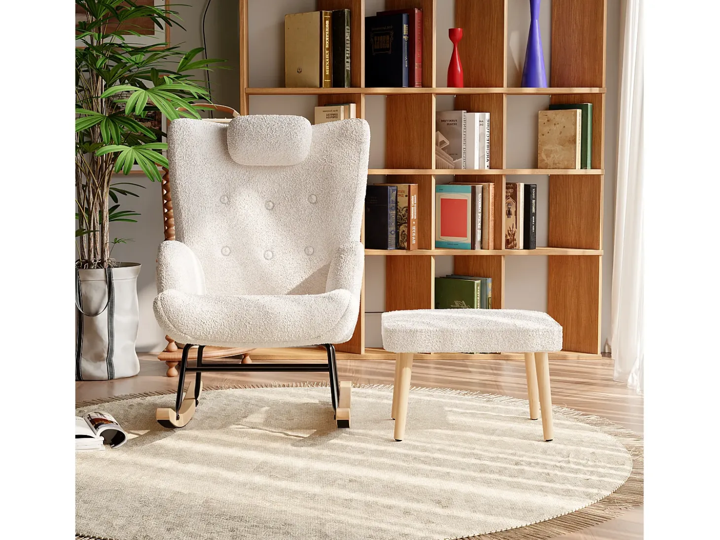 Mecedora Teddy, Chaise Longue con reposacabezas y reposapiés, 150 kg