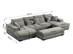 Mega Sofa Cama Chaise Longue Rinconera Kim 368cm, Beige