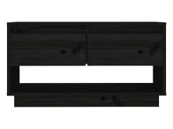 Megan Lynn Mueble de TV de madera maciza de pino negro 74x34x40 cm