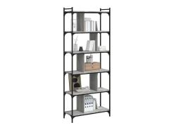 Merse Librería 6 estantes madera ingeniería gris Sonoma 76x32x192 cm