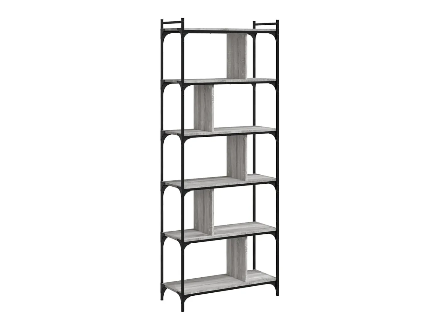 Merse Librería 6 estantes madera ingeniería gris Sonoma 76x32x192 cm